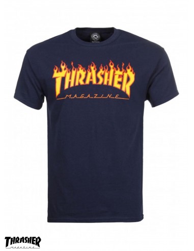 T-Shirt Thrasher Flame Logo Navy